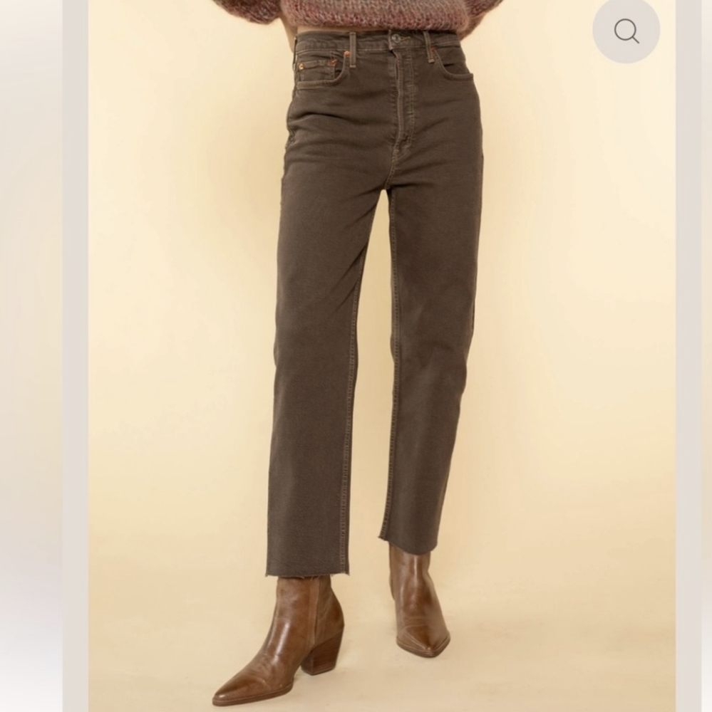 Re/Done Ultra High Rise Stove Pipe jeans, size 31, brown